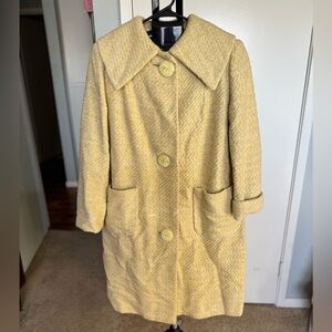 Elegant Yellow Women's Coat - Vintage - L-XL